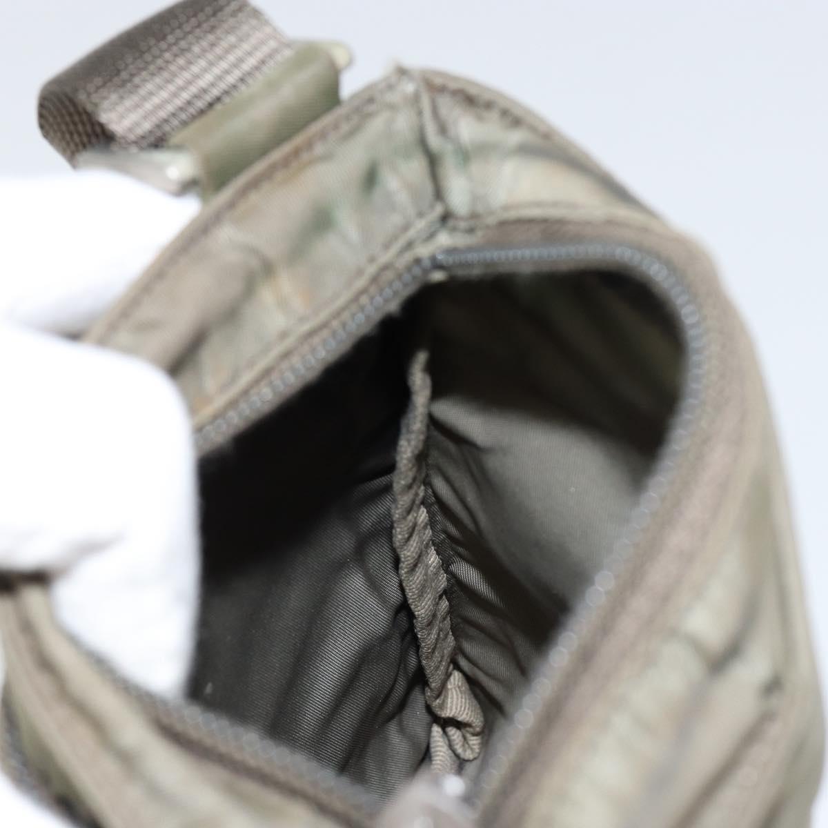 PRADA Shoulder Bag Nylon Khaki Silver Auth 146984