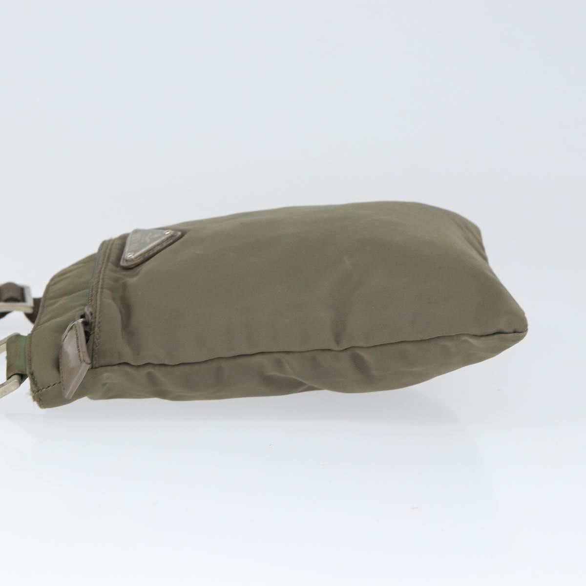 PRADA Shoulder Bag Nylon Khaki Silver Auth 146984