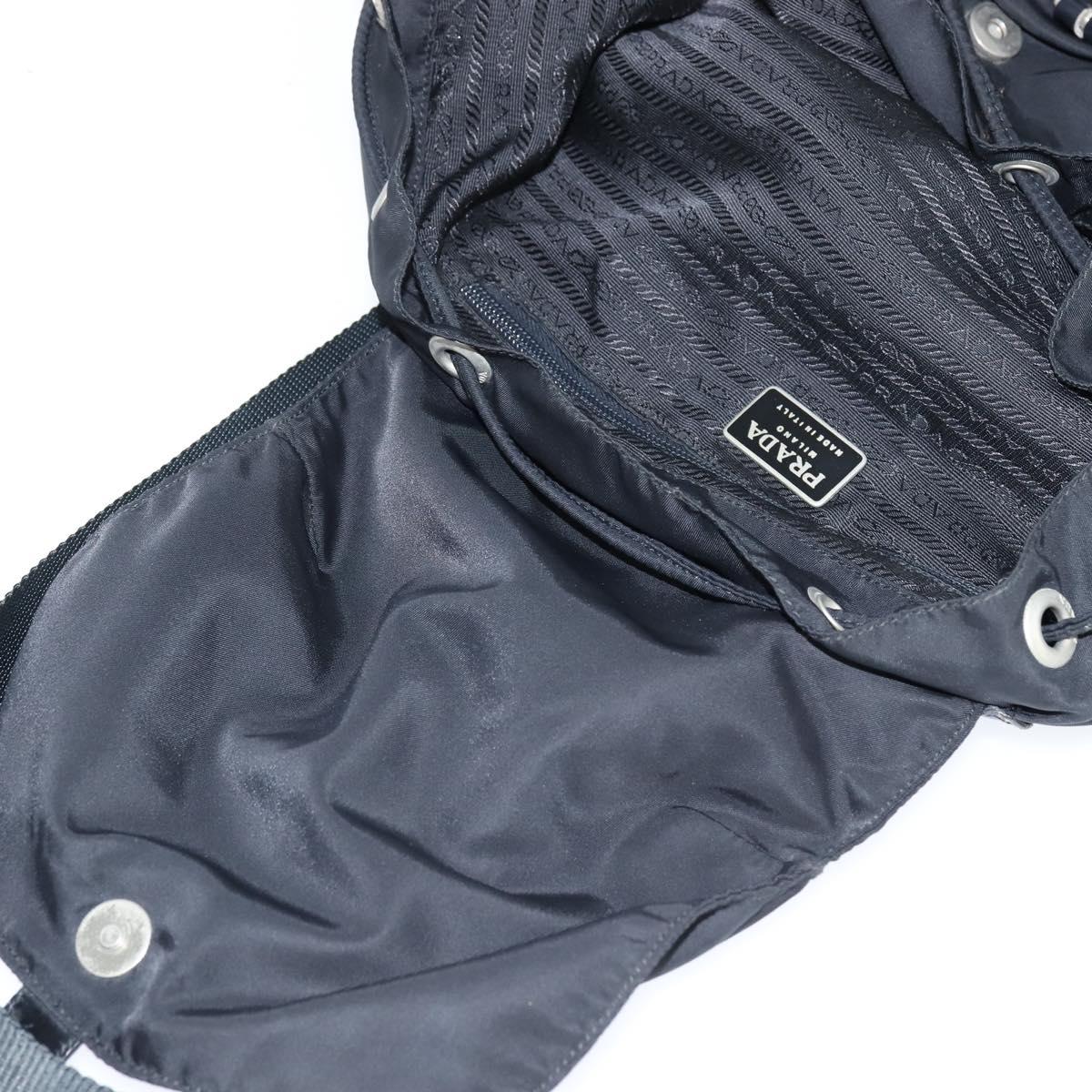 PRADA Backpack Nylon Black Silver Auth 146986