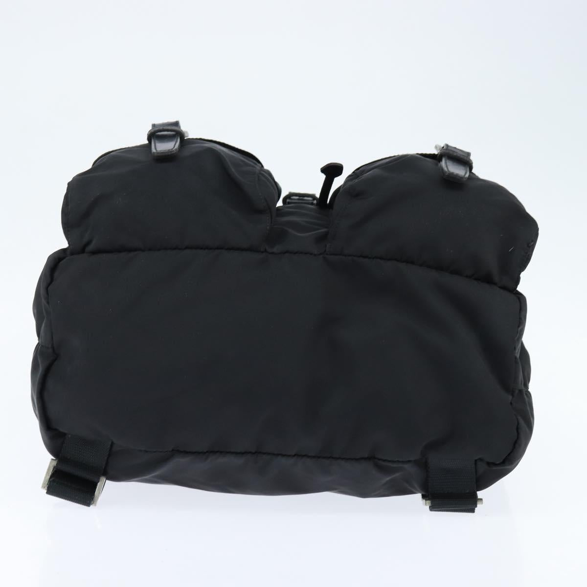 PRADA Backpack Nylon Black Silver Auth 146986