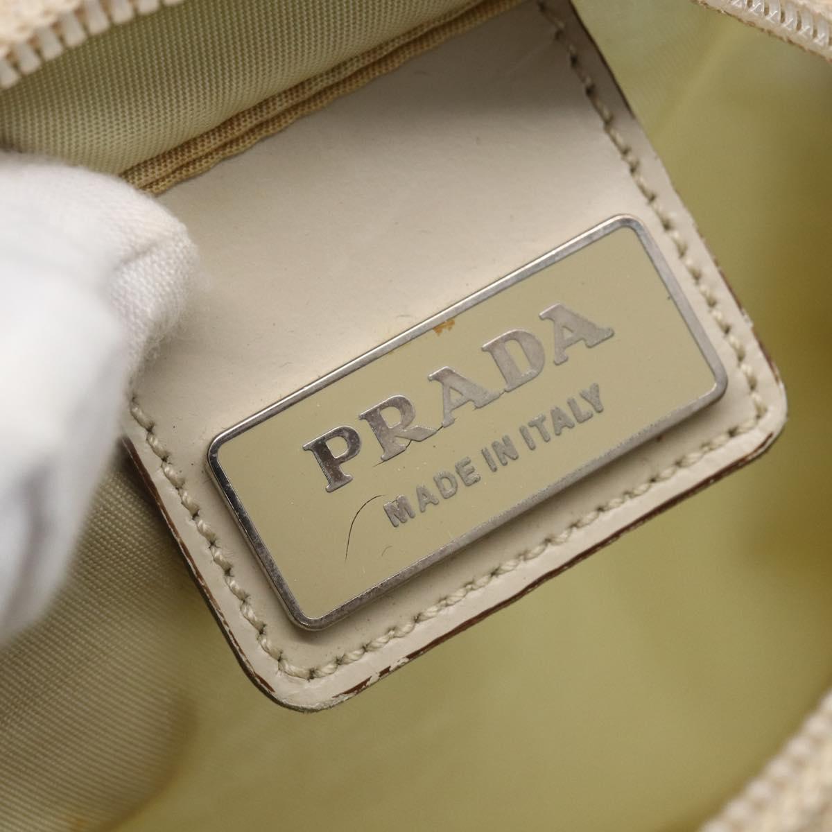 PRADA Shoulder Bag Nylon Beige Silver Auth 146997