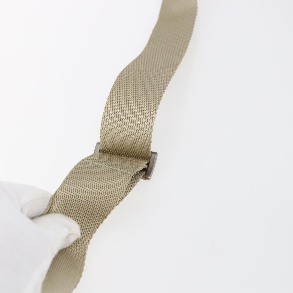 PRADA Shoulder Bag Nylon Beige Silver Auth 146997