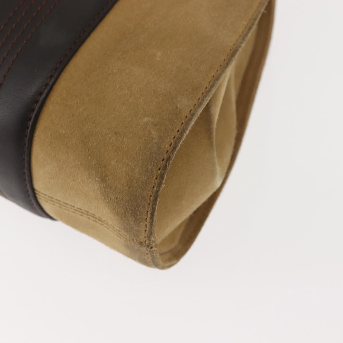 LOEWE Anagram Hand Bag Suede Beige Gold Auth 146998