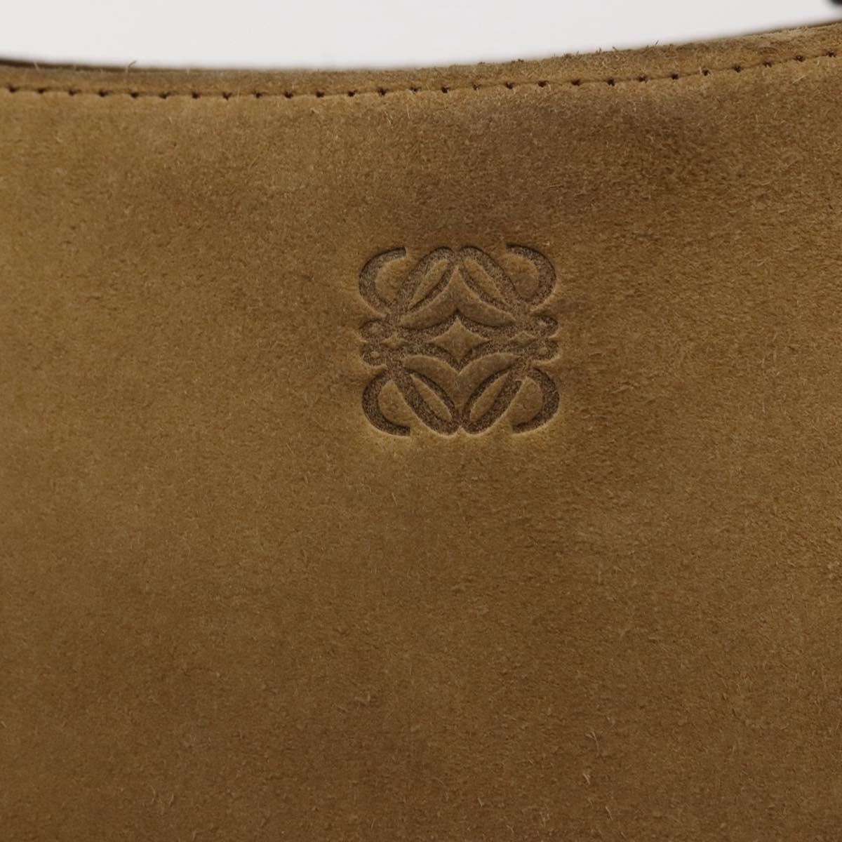 LOEWE Anagram Hand Bag Suede Beige Gold Auth 146998