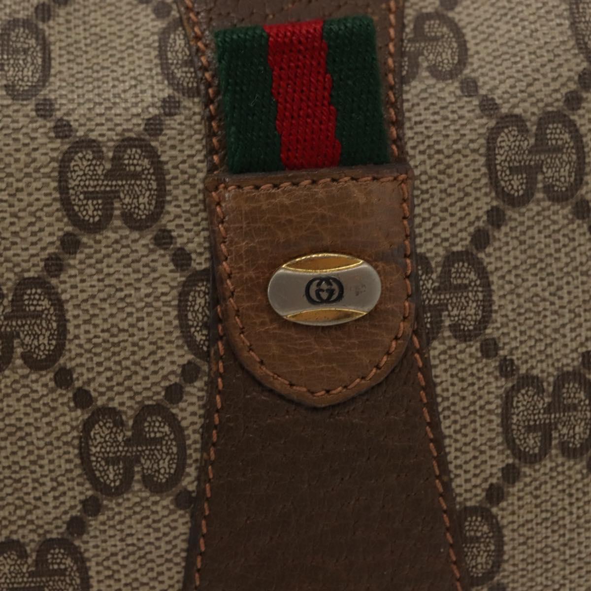 GUCCI GG Supreme Web Sherry Line Bag PVC Beige Brown 89 01 034 Auth 146999