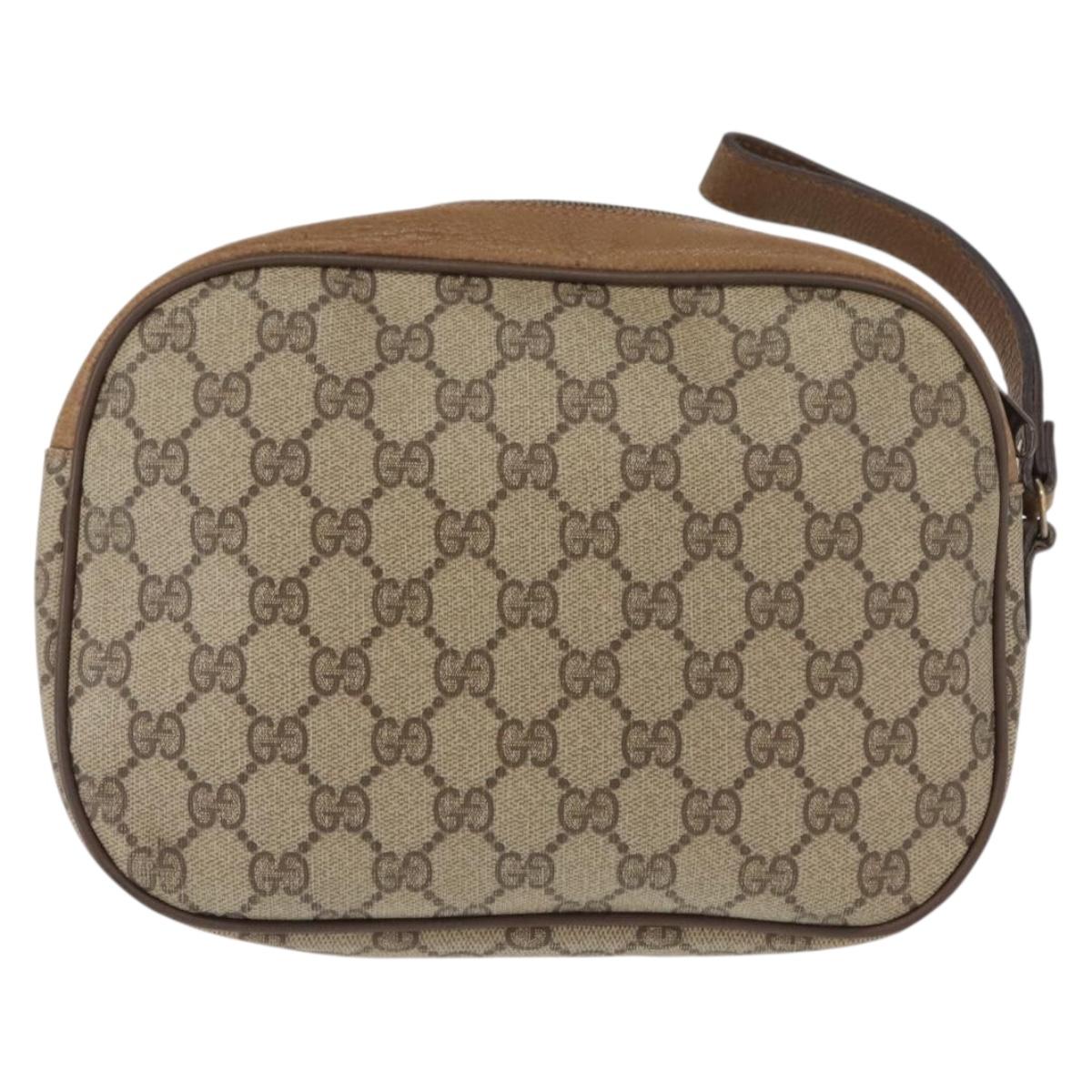 GUCCI GG Supreme Web Sherry Line Bag PVC Beige Brown 89 01 034 Auth 146999