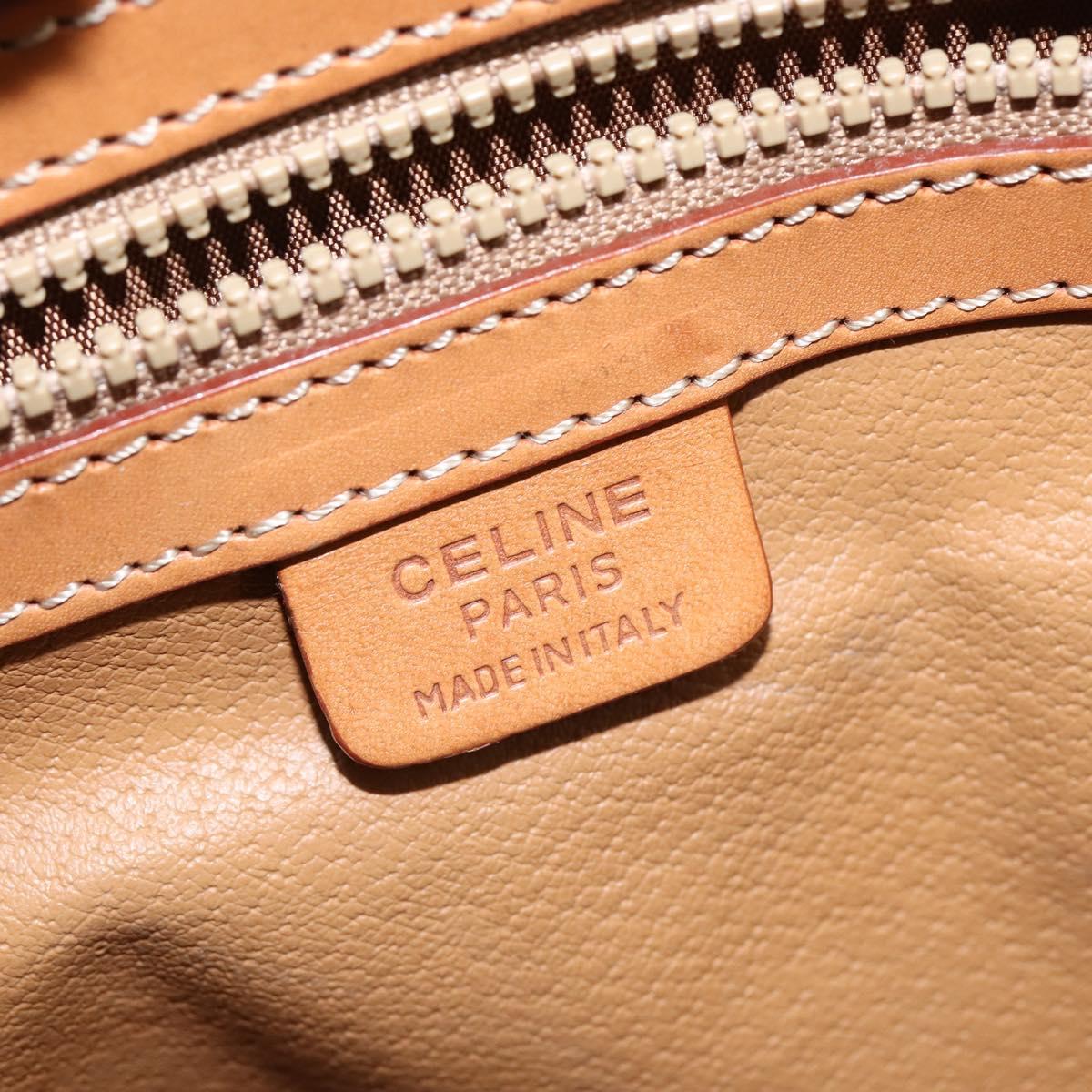 CELINE Macadam Canvas Boston Bag PVC Leather Brown Gold Auth 147000