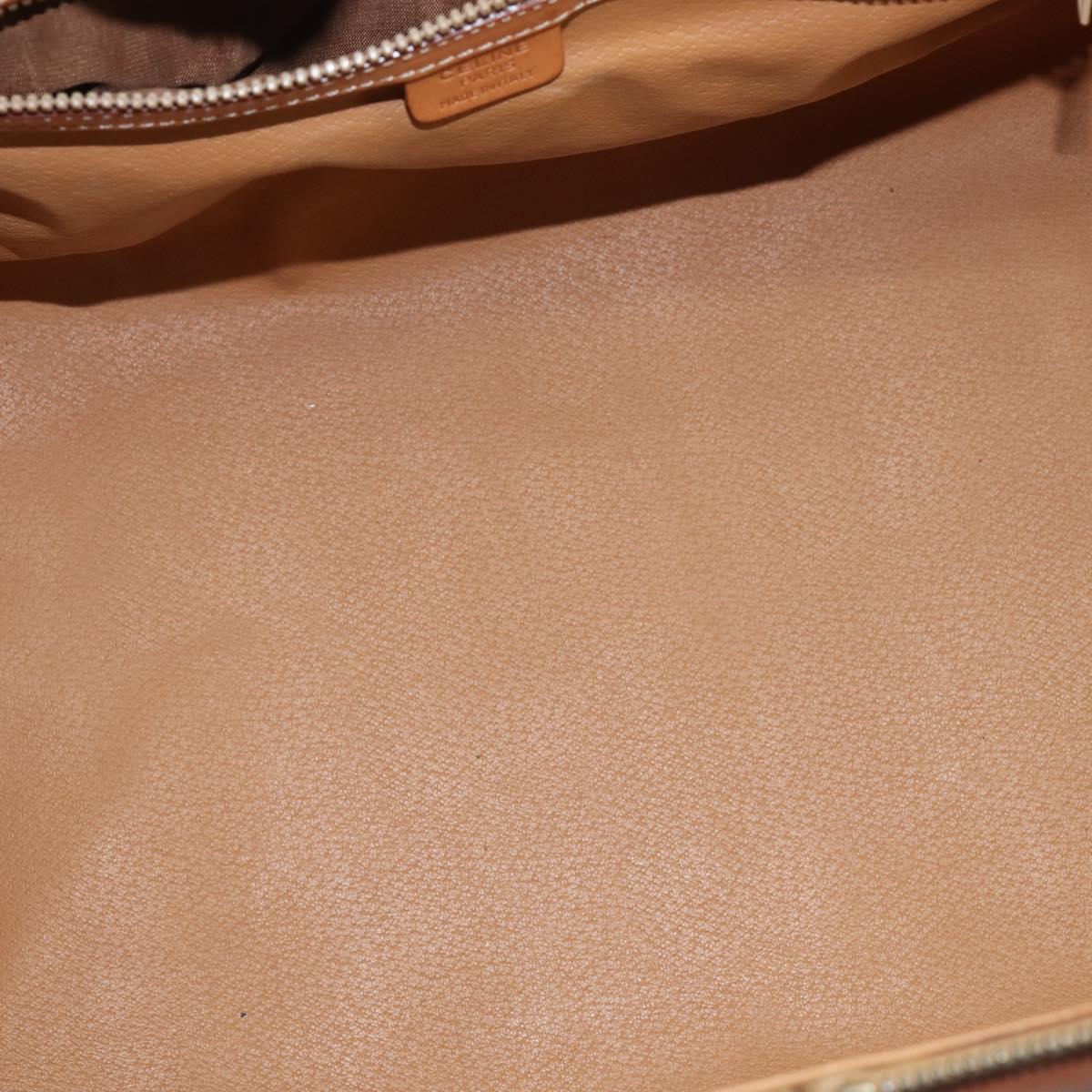 CELINE Macadam Canvas Boston Bag PVC Leather Brown Gold Auth 147000