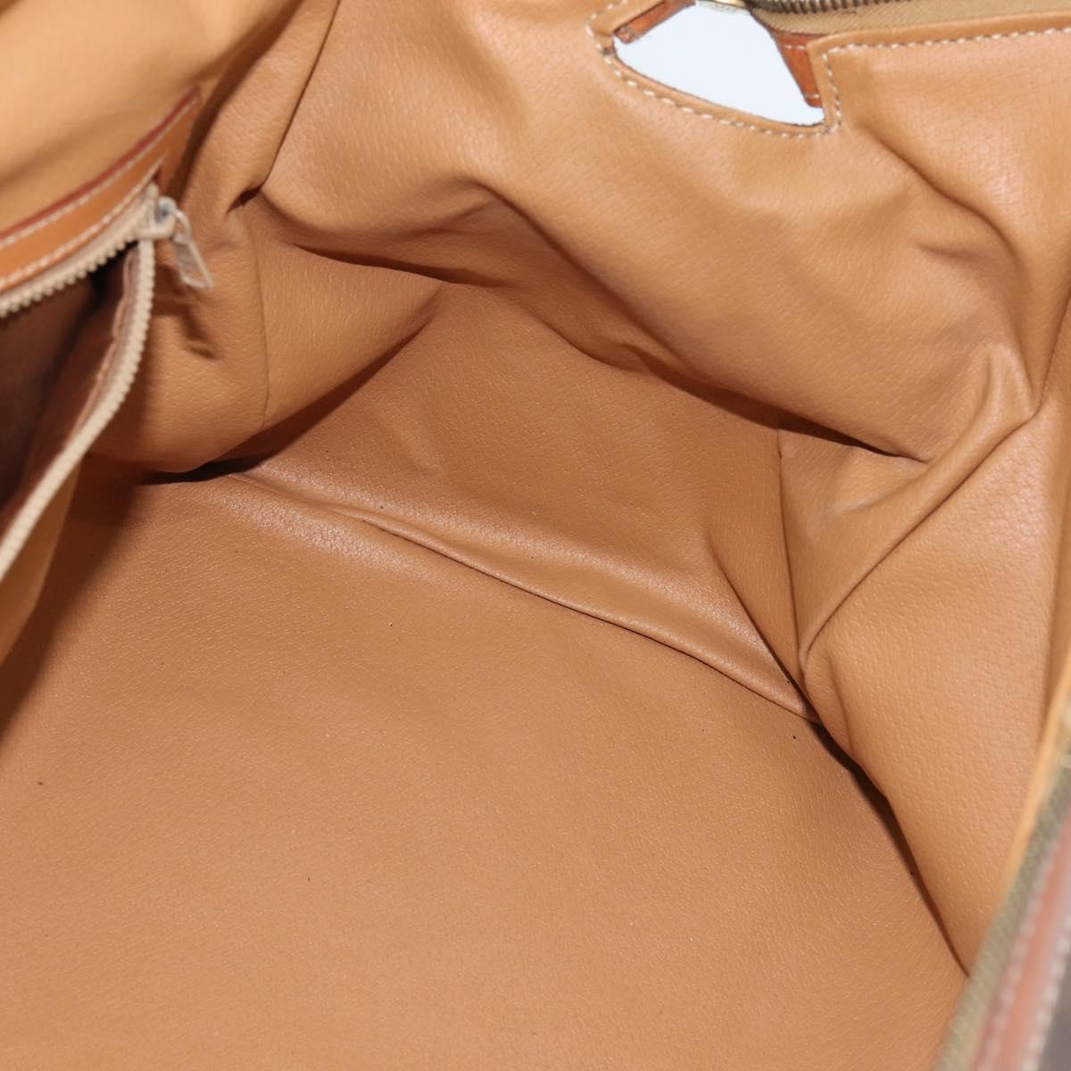 CELINE Macadam Canvas Boston Bag PVC Leather Brown Gold Auth 147000