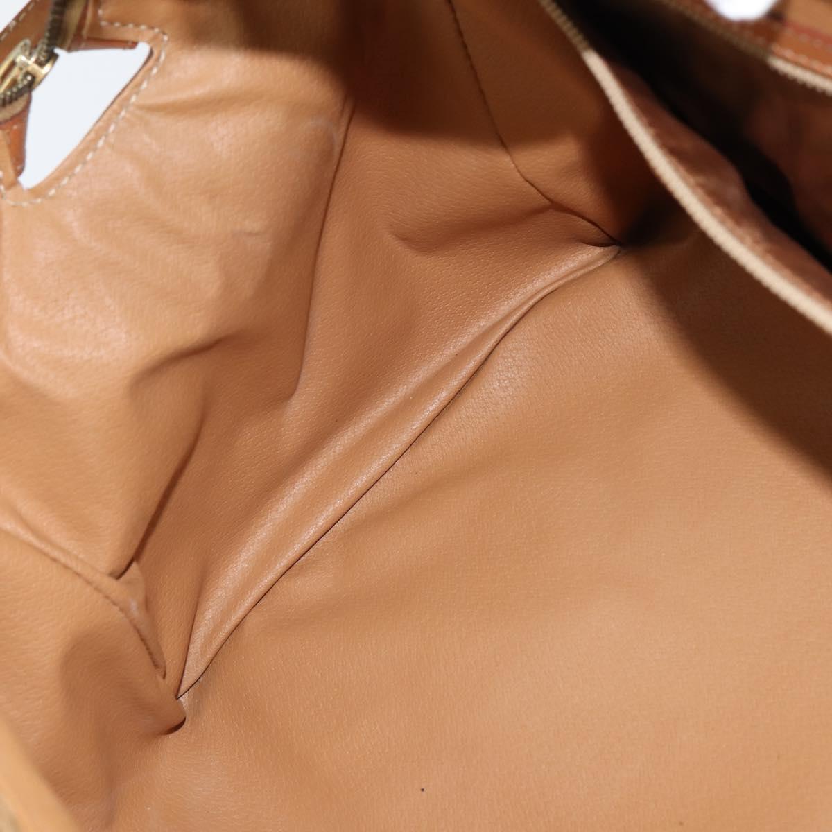 CELINE Macadam Canvas Boston Bag PVC Leather Brown Gold Auth 147000