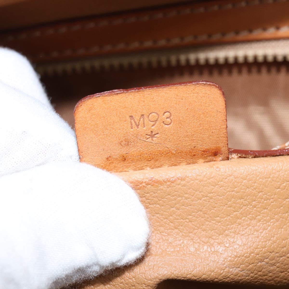 CELINE Macadam Canvas Boston Bag PVC Leather Brown Gold Auth 147000