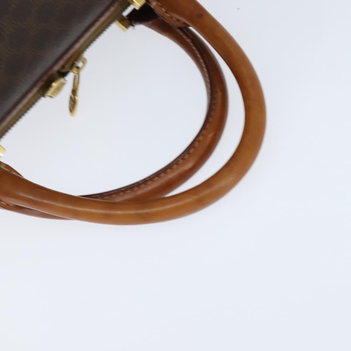 CELINE Macadam Canvas Boston Bag PVC Leather Brown Gold Auth 147000