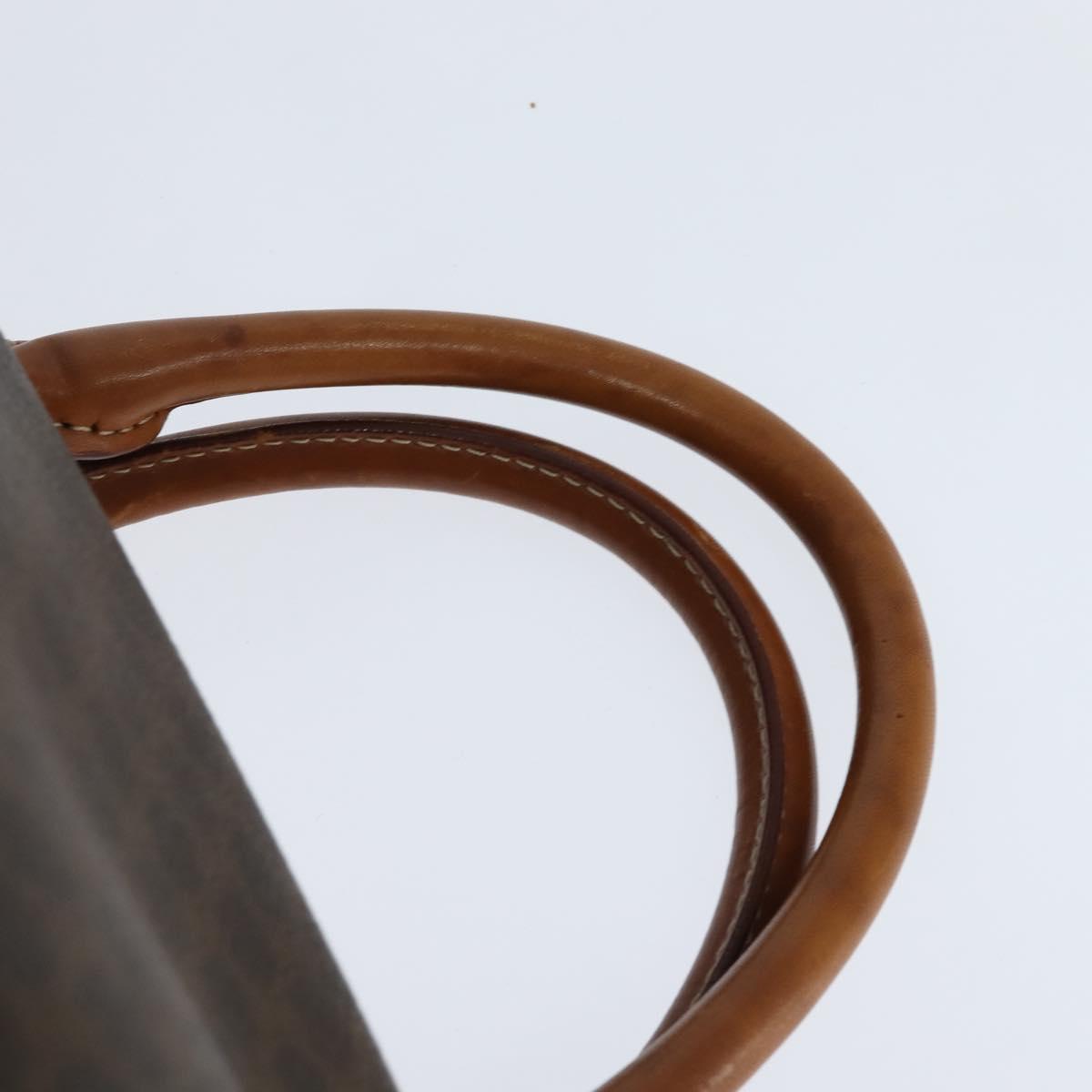 CELINE Macadam Canvas Boston Bag PVC Leather Brown Gold Auth 147000