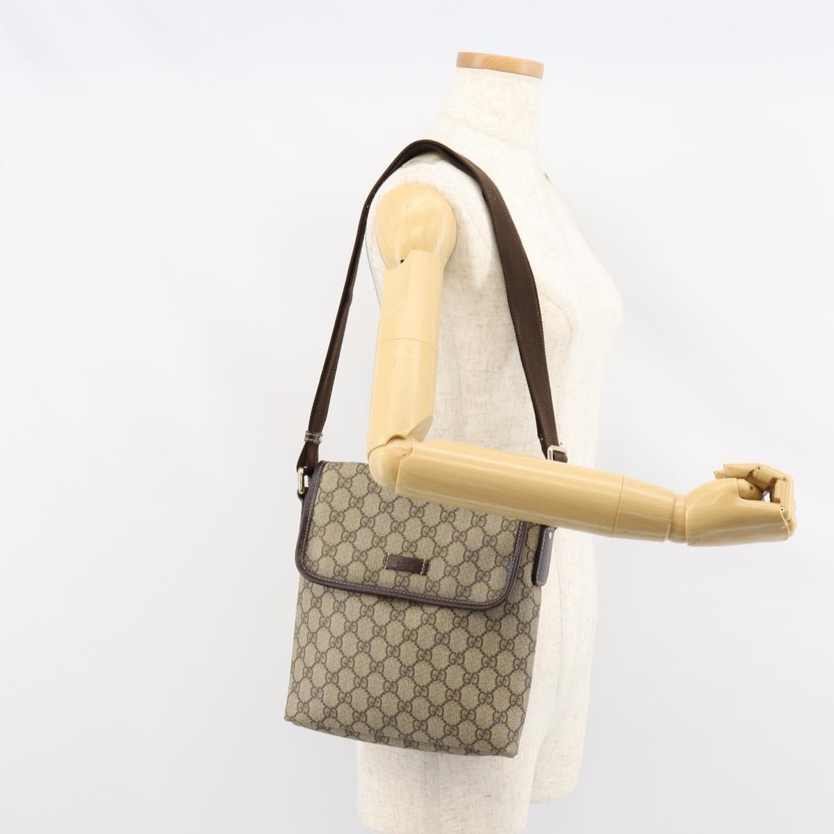 GUCCI GG Supreme Shoulder Bag PVC Beige Gold 223666 Auth 147008