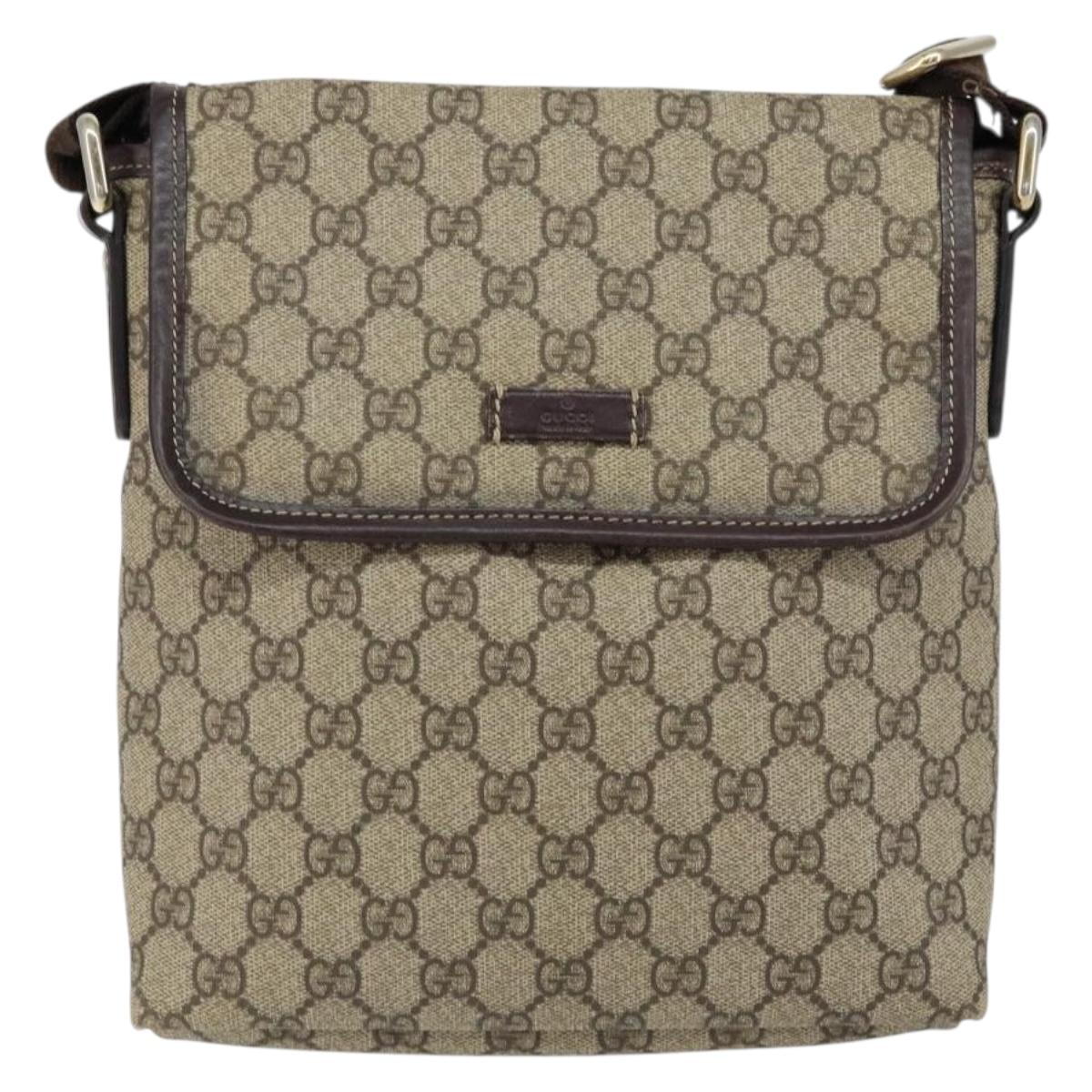 GUCCI GG Supreme Shoulder Bag PVC Beige Gold 223666 Auth 147008