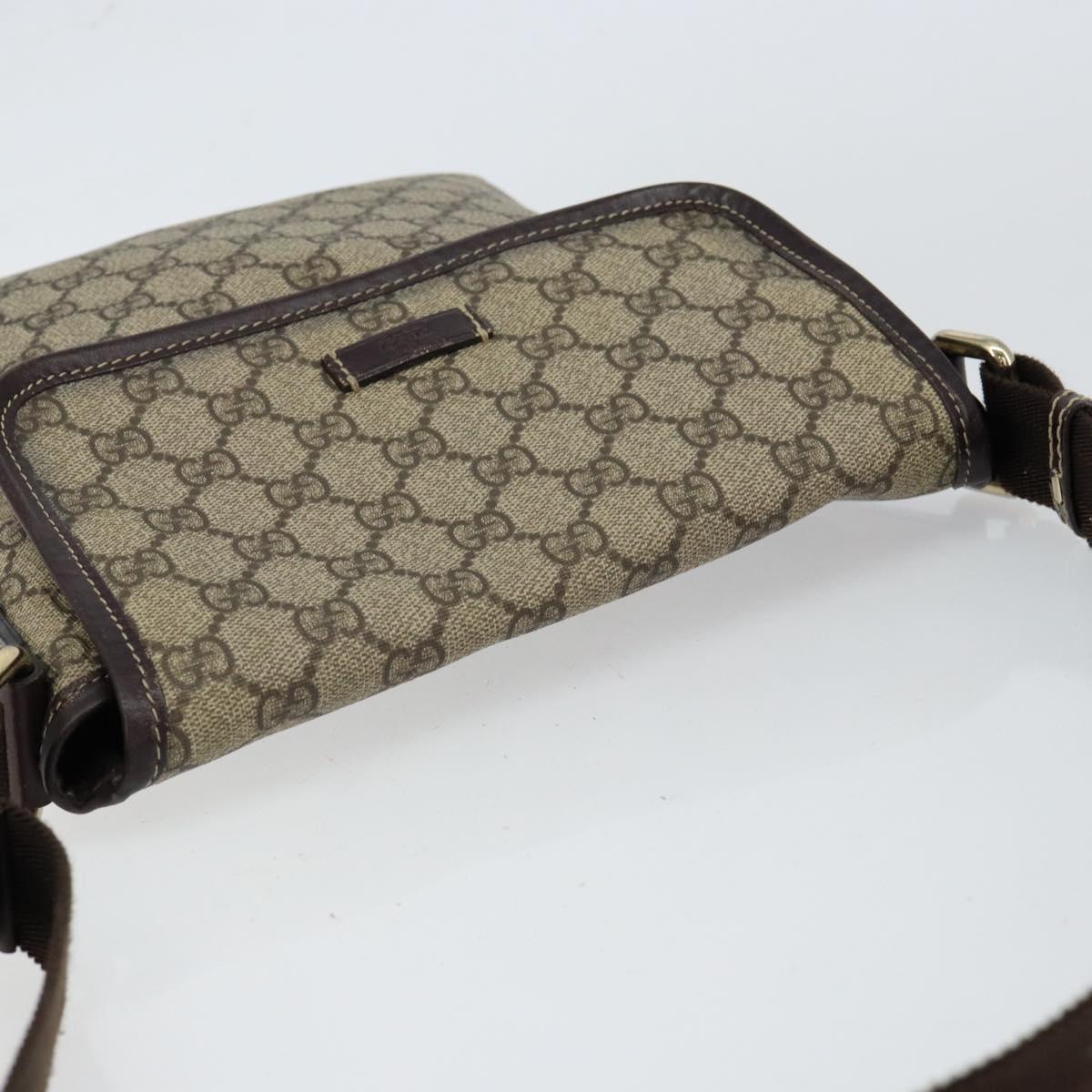 GUCCI GG Supreme Shoulder Bag PVC Beige Gold 223666 Auth 147008