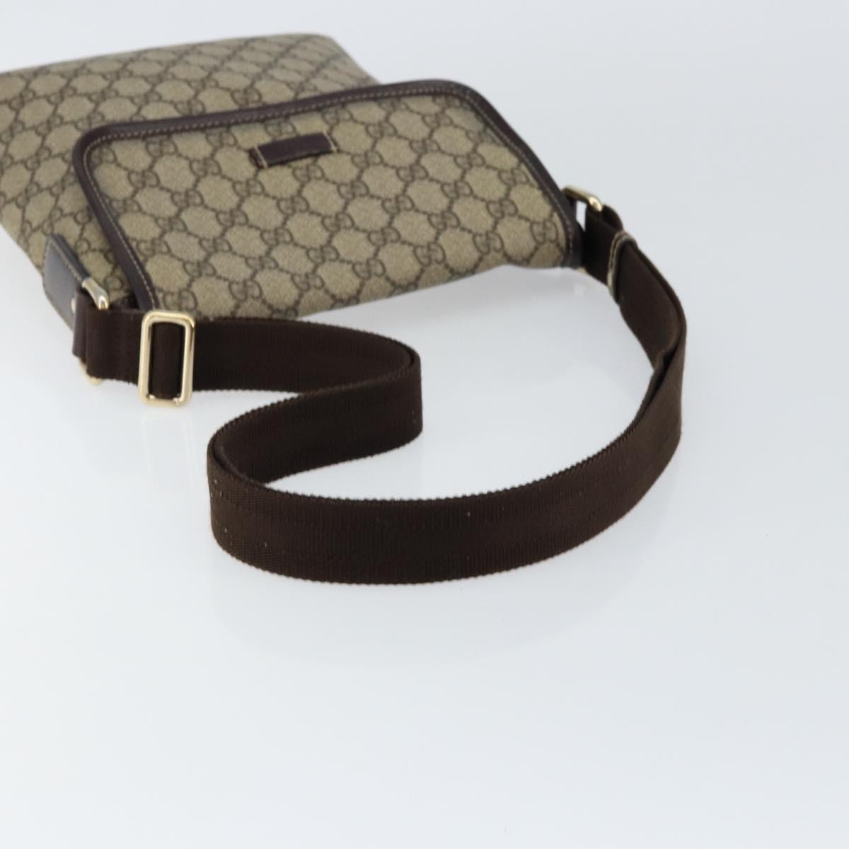 GUCCI GG Supreme Shoulder Bag PVC Beige Gold 223666 Auth 147008