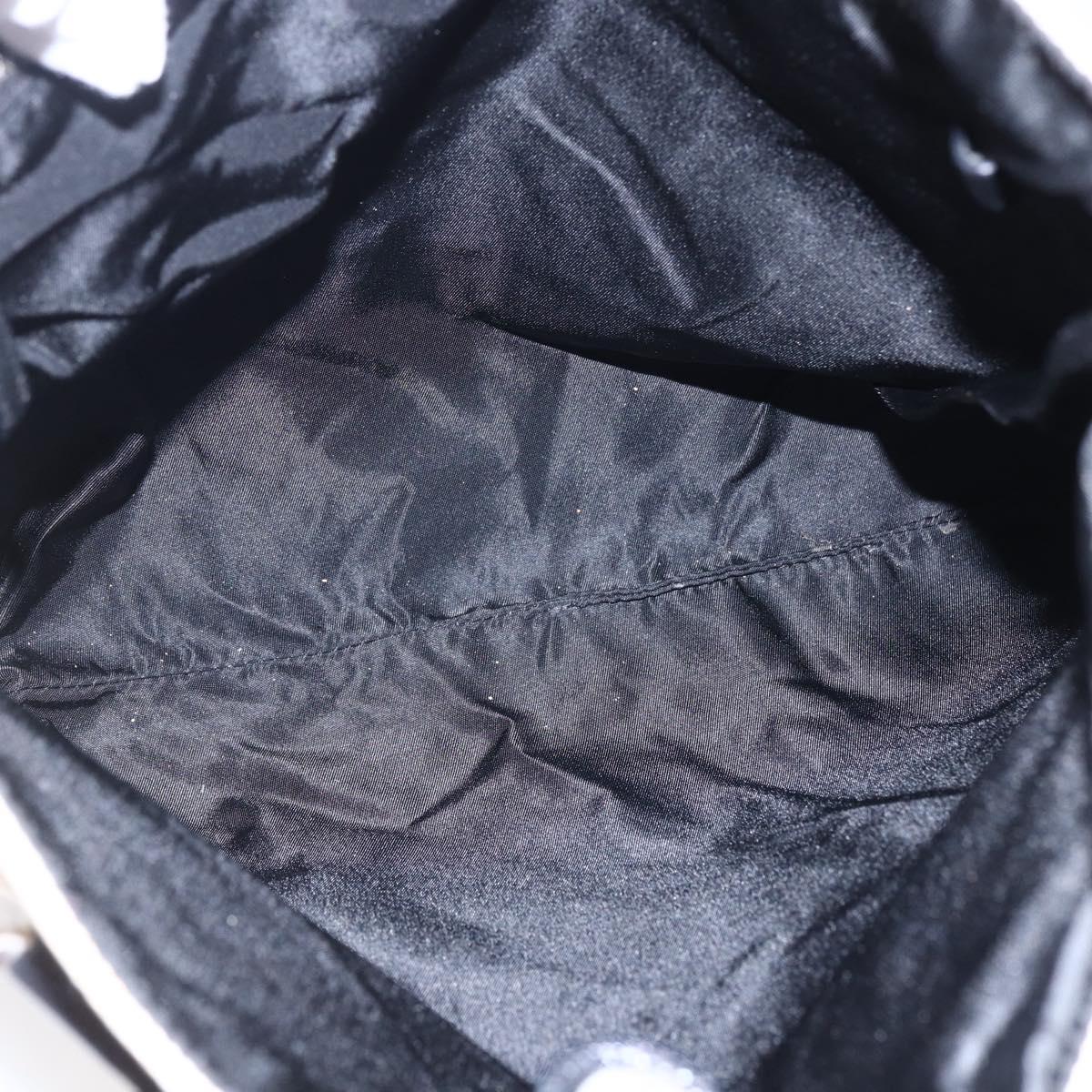 PRADA Hand Bag Canvas Beige Silver Auth 147009