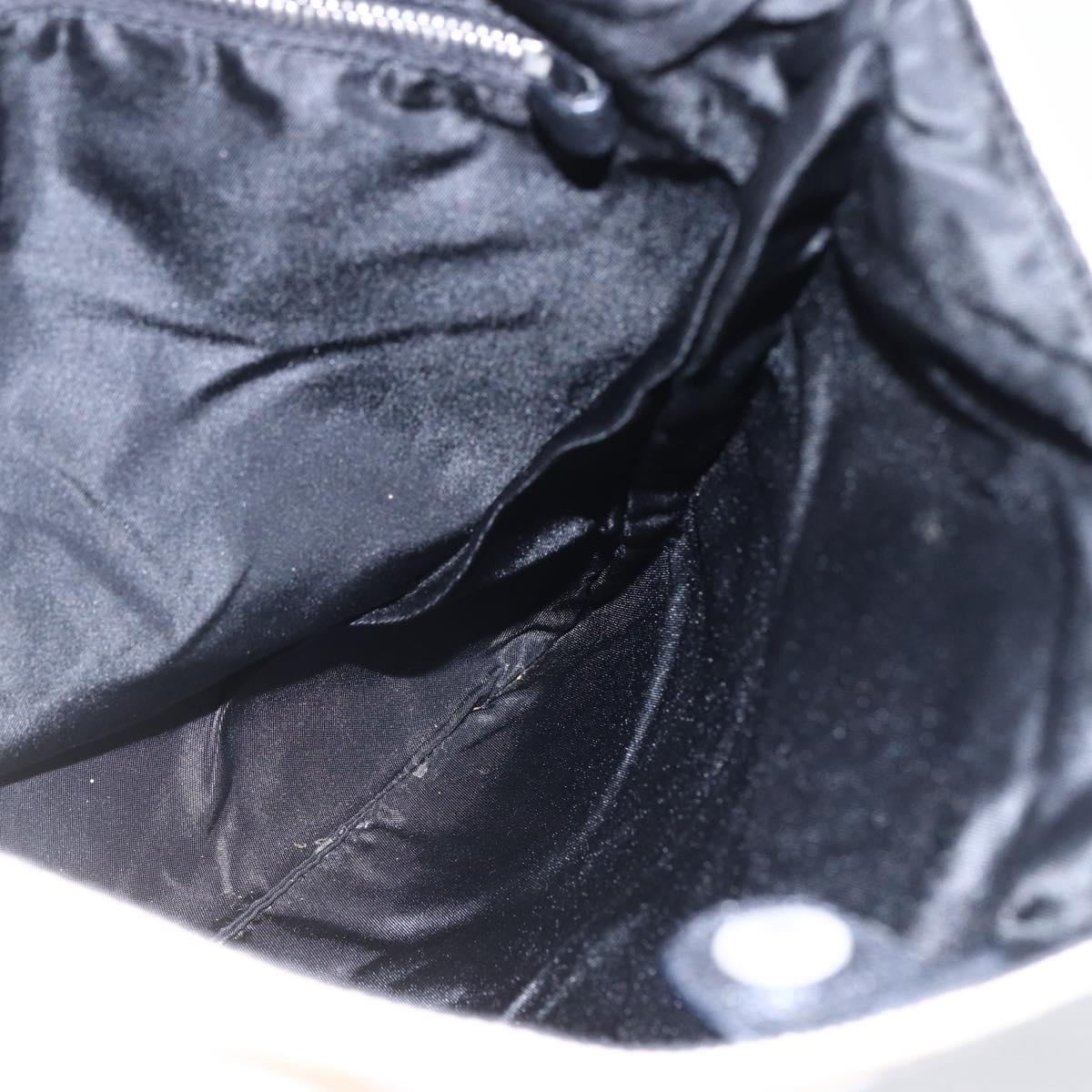 PRADA Hand Bag Canvas Beige Silver Auth 147009