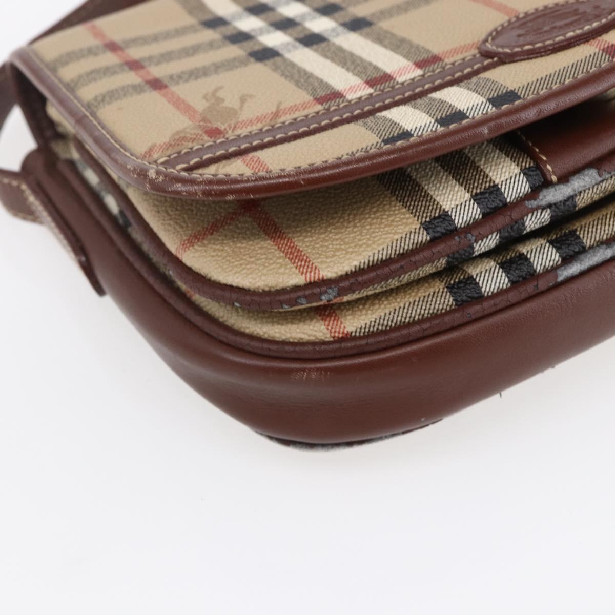 Burberrys Nova Check Shoulder Bag PVC Beige Gold Auth 147010