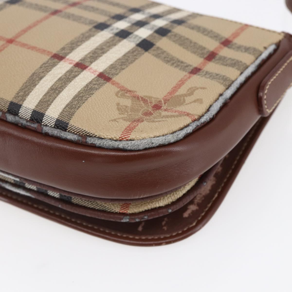 Burberrys Nova Check Shoulder Bag PVC Beige Gold Auth 147010