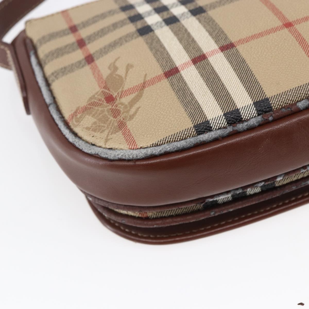 Burberrys Nova Check Shoulder Bag PVC Beige Gold Auth 147010