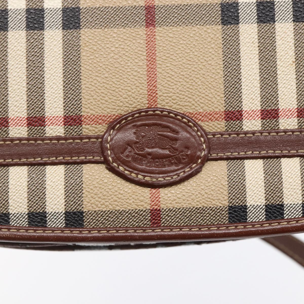 Burberrys Nova Check Shoulder Bag PVC Beige Gold Auth 147010