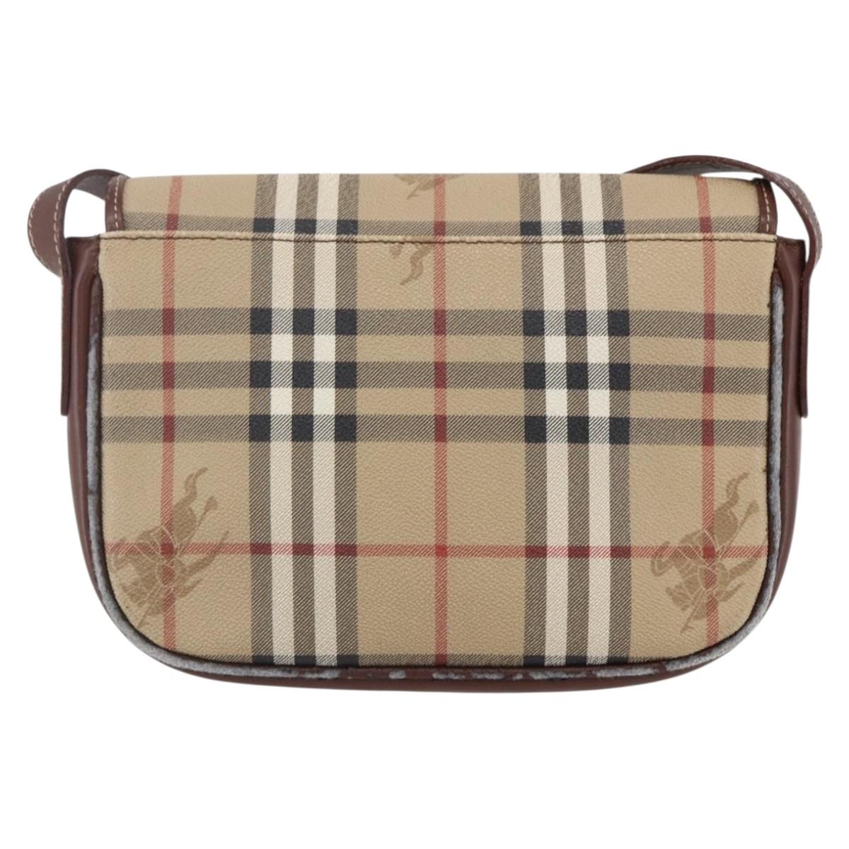 Burberrys Nova Check Shoulder Bag PVC Beige Gold Auth 147010