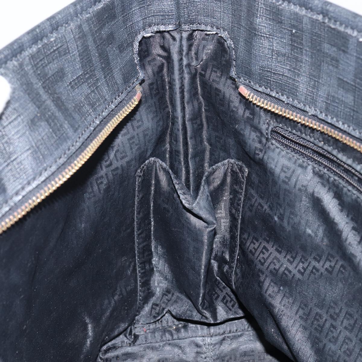 FENDI Zucca Canvas Tote Bag PVC Black Gold Auth 147011