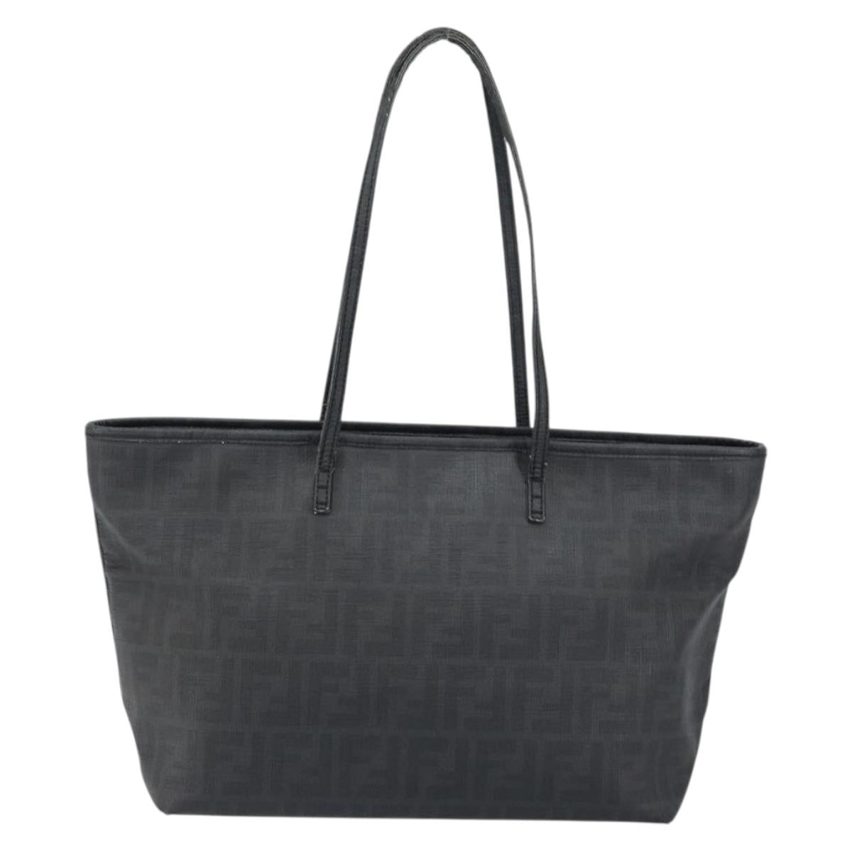 FENDI Zucca Canvas Tote Bag PVC Black Gold Auth 147011