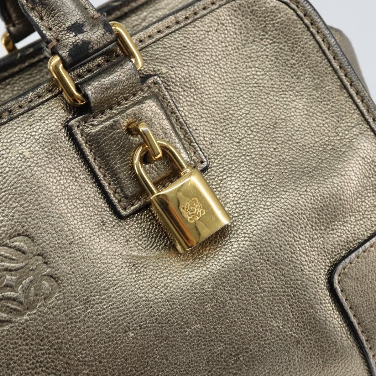 LOEWE Anagram Americana 28 Hand Bag Leather Gold Auth 147012