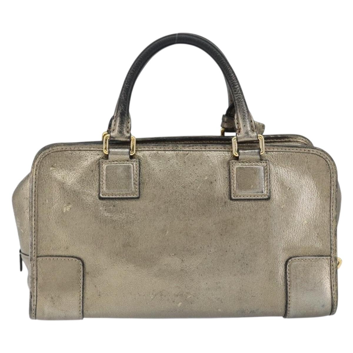 LOEWE Anagram Americana 28 Hand Bag Leather Gold Auth 147012