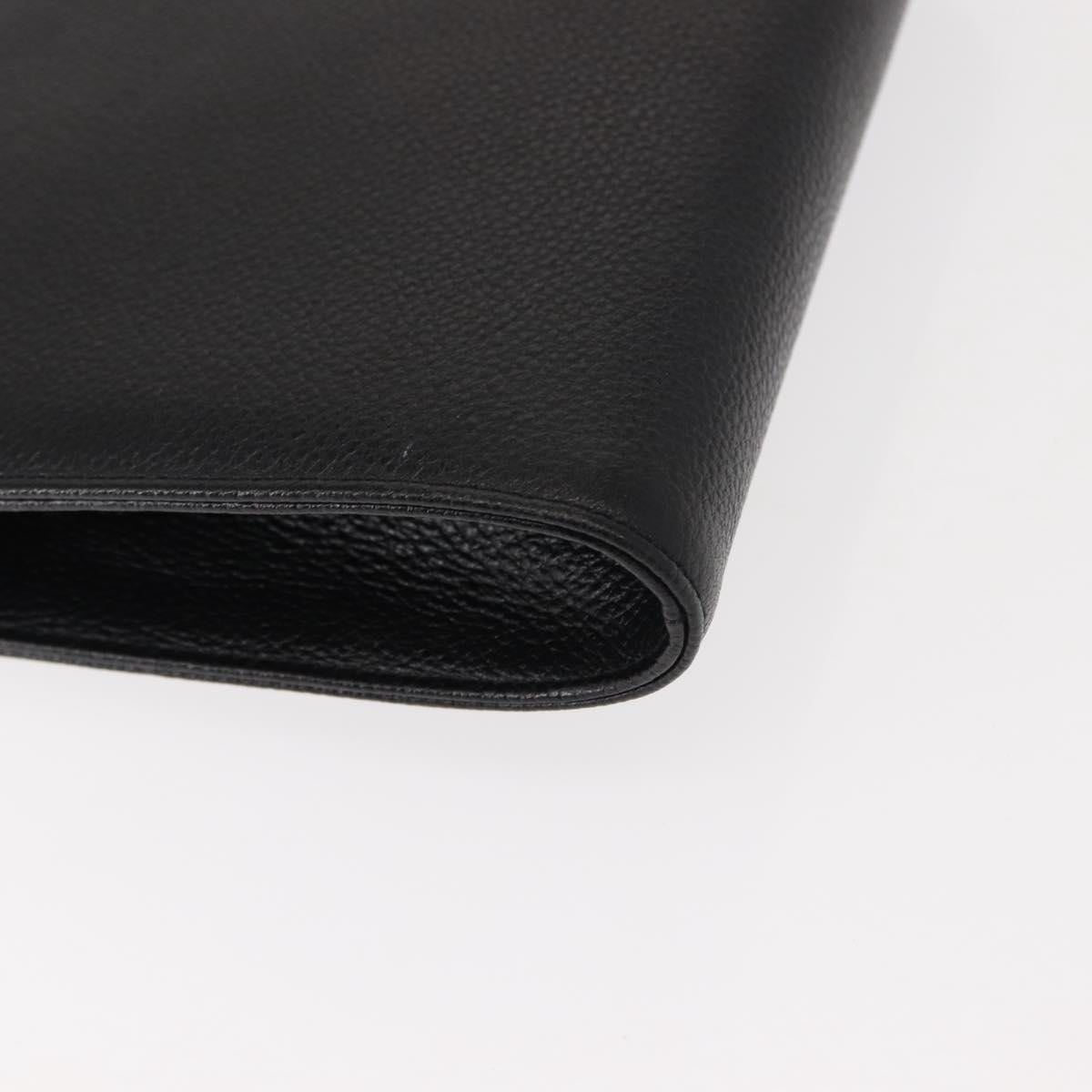 SAINT LAURENT Clutch Bag Leather Black Gold Auth 147024V