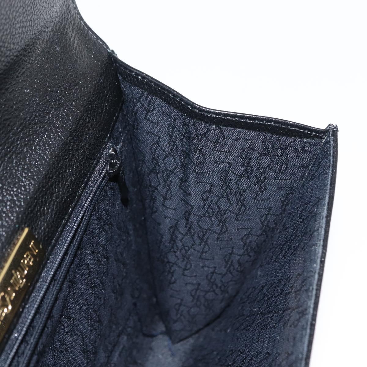 SAINT LAURENT Clutch Bag Leather Black Gold Auth 147024V