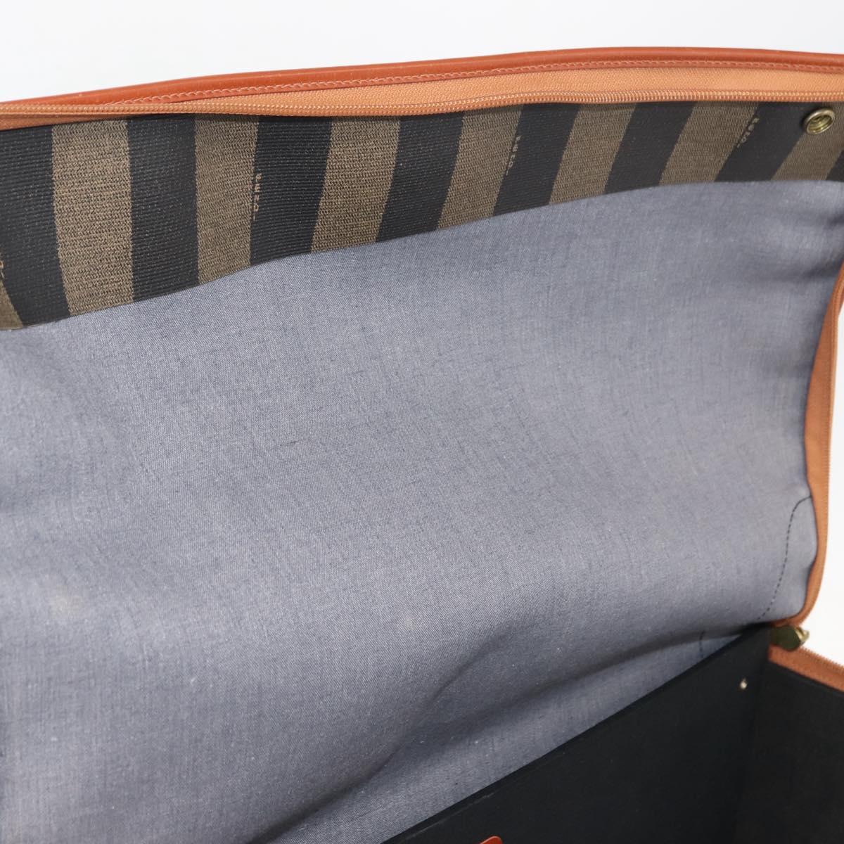 FENDI Pecan Canvas Trunk Case PVC Black Brown Auth 147028