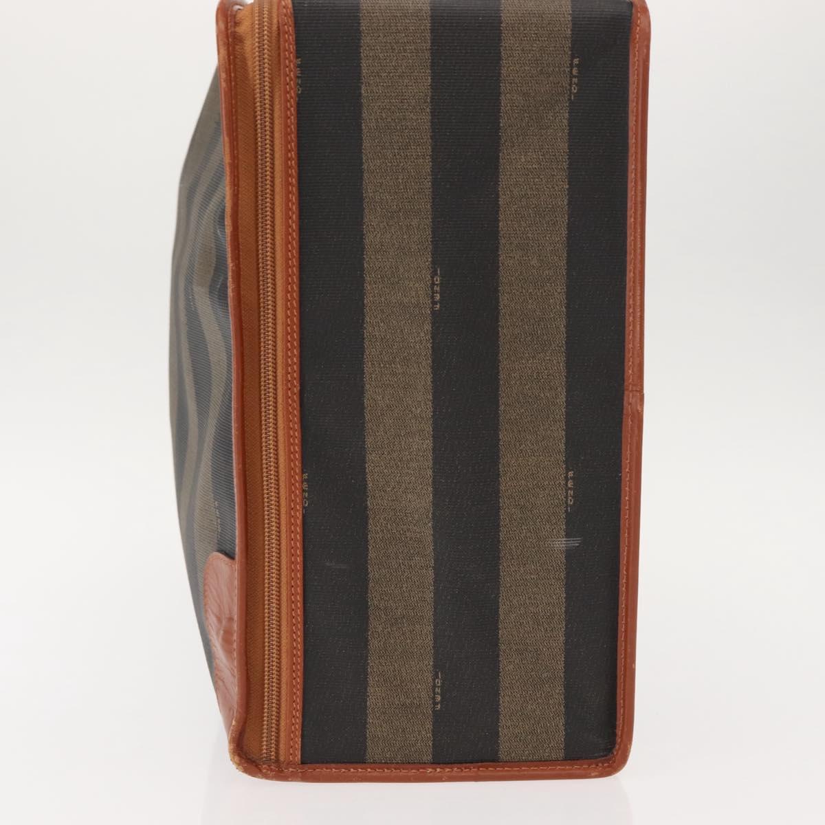 FENDI Pecan Canvas Trunk Case PVC Black Brown Auth 147028