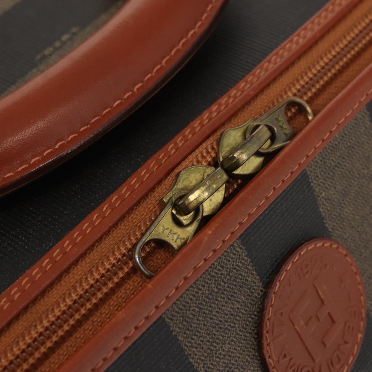 FENDI Pecan Canvas Trunk Case PVC Black Brown Auth 147028