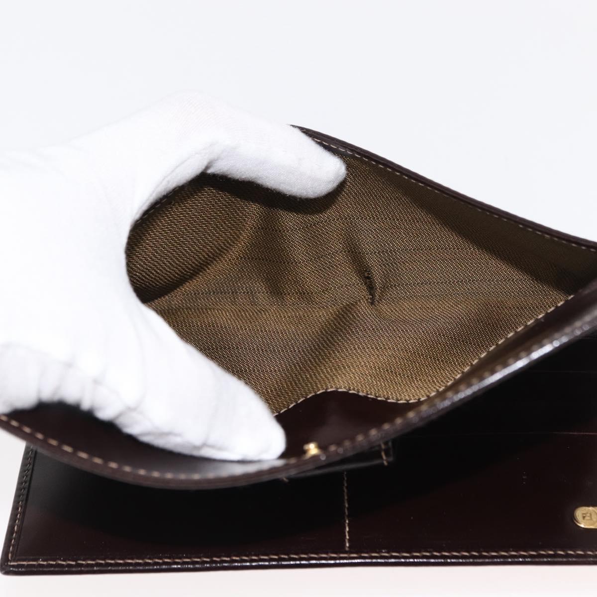 FENDI Zucca Canvas Long Wallet Black Brown Auth 147038V