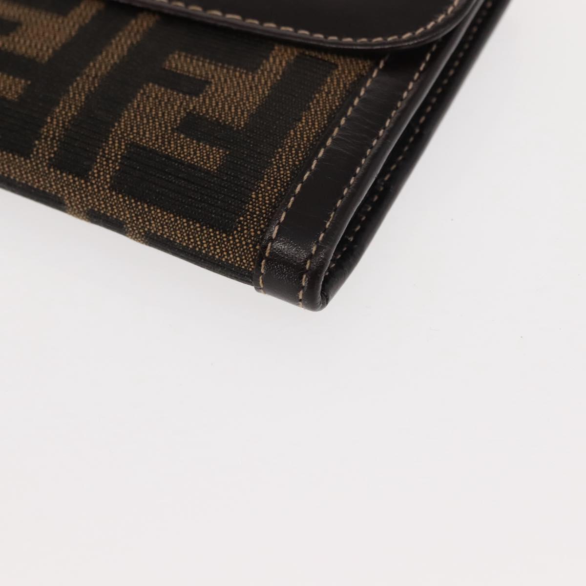 FENDI Zucca Canvas Long Wallet Black Brown Auth 147038V