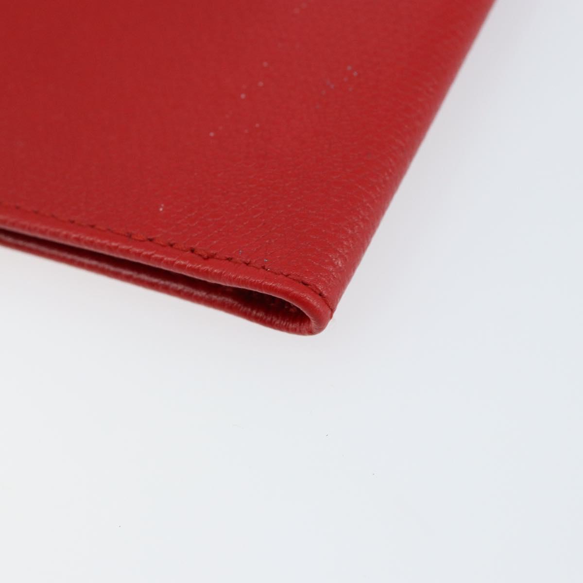 CHANEL Card Case Leather Red CC Auth 147039V