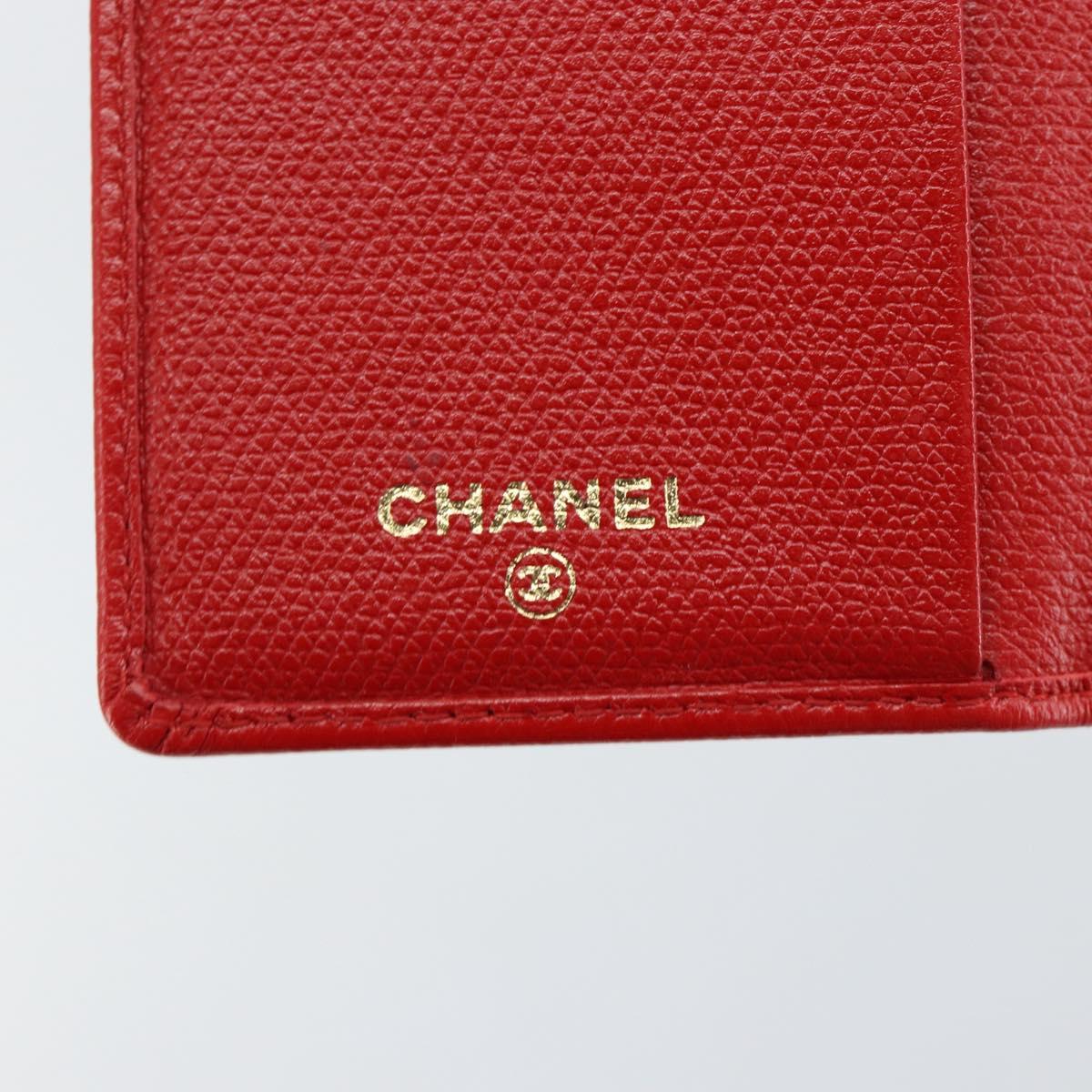 CHANEL Card Case Leather Red CC Auth 147039V