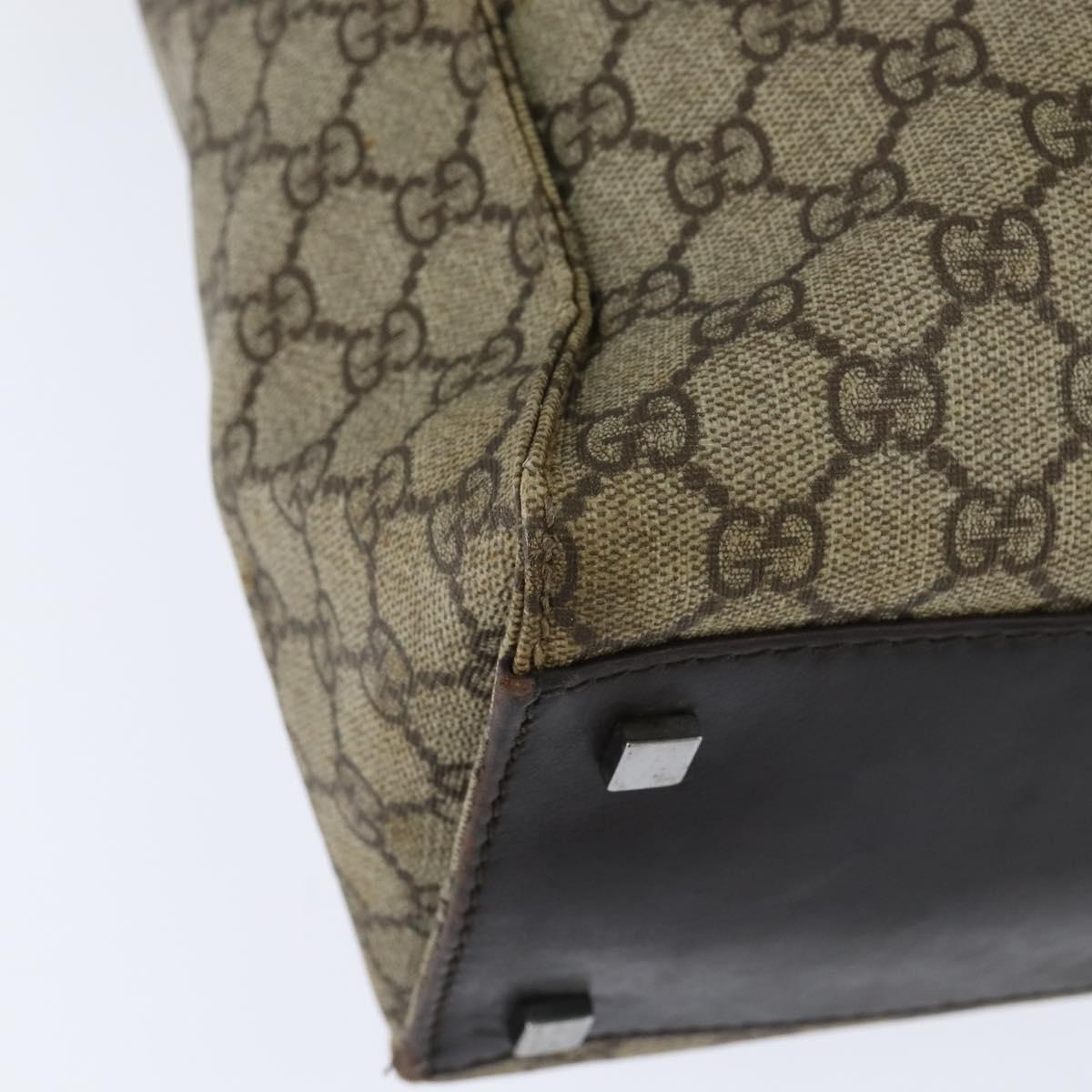 GUCCI GG Supreme Tote Bag PVC Beige Silver 91250 Auth 147043