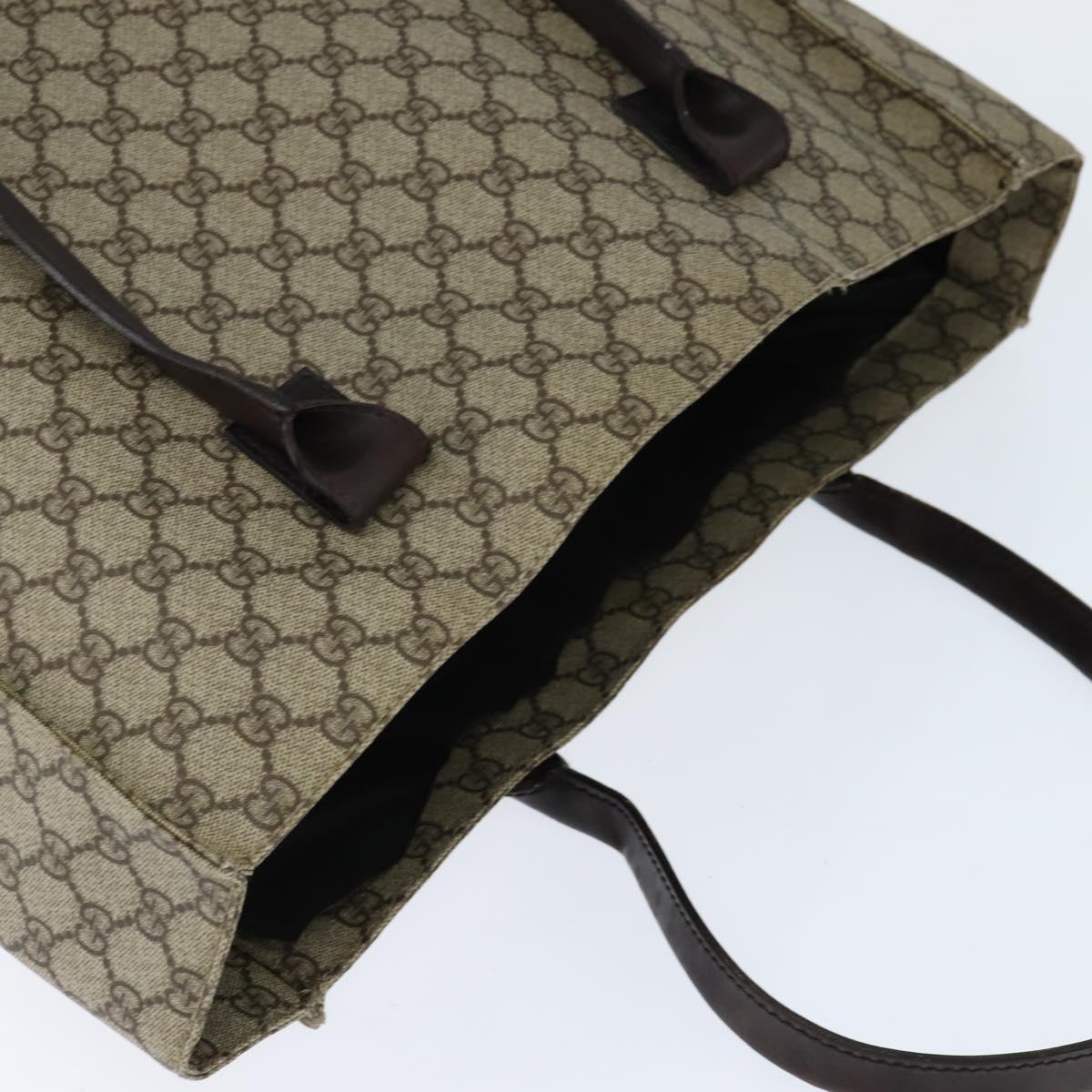 GUCCI GG Supreme Tote Bag PVC Beige Silver 91250 Auth 147043