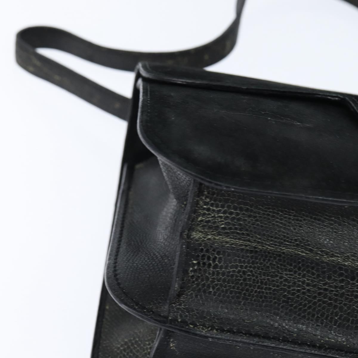 FENDI Shoulder Bag Suede Vintage Black Gold Auth 147044