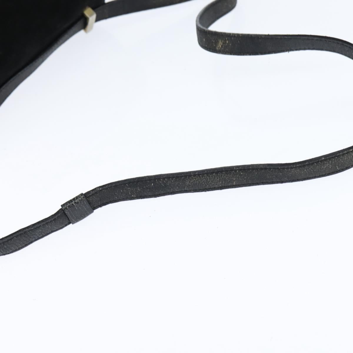 FENDI Shoulder Bag Suede Vintage Black Gold Auth 147044