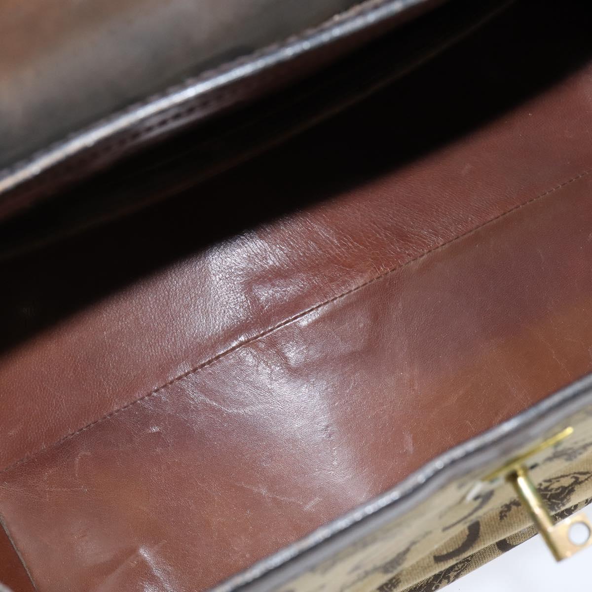 CELINE C Sulky Doctor Bag Canvas Brown Gold Auth 147045