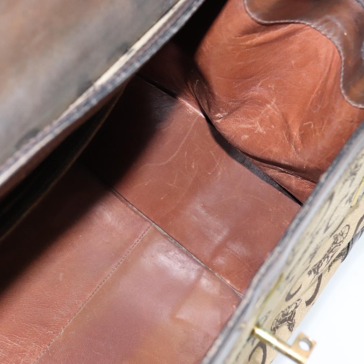 CELINE C Sulky Doctor Bag Canvas Brown Gold Auth 147045