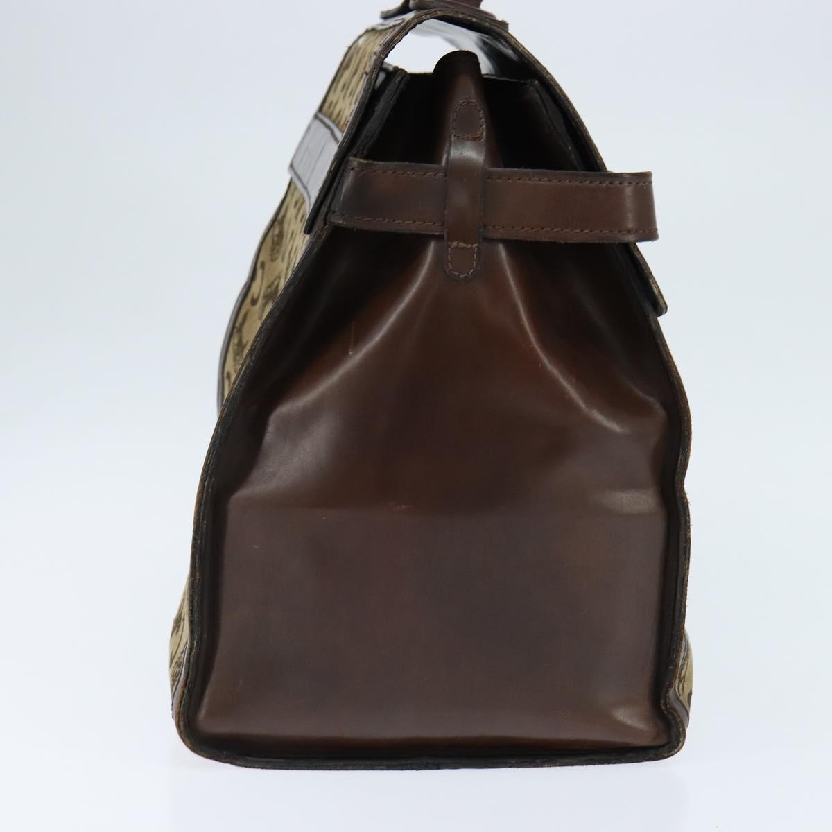 CELINE C Sulky Doctor Bag Canvas Brown Gold Auth 147045