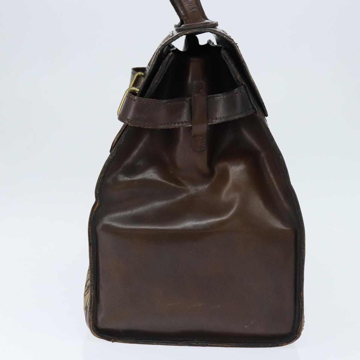 CELINE C Sulky Doctor Bag Canvas Brown Gold Auth 147045