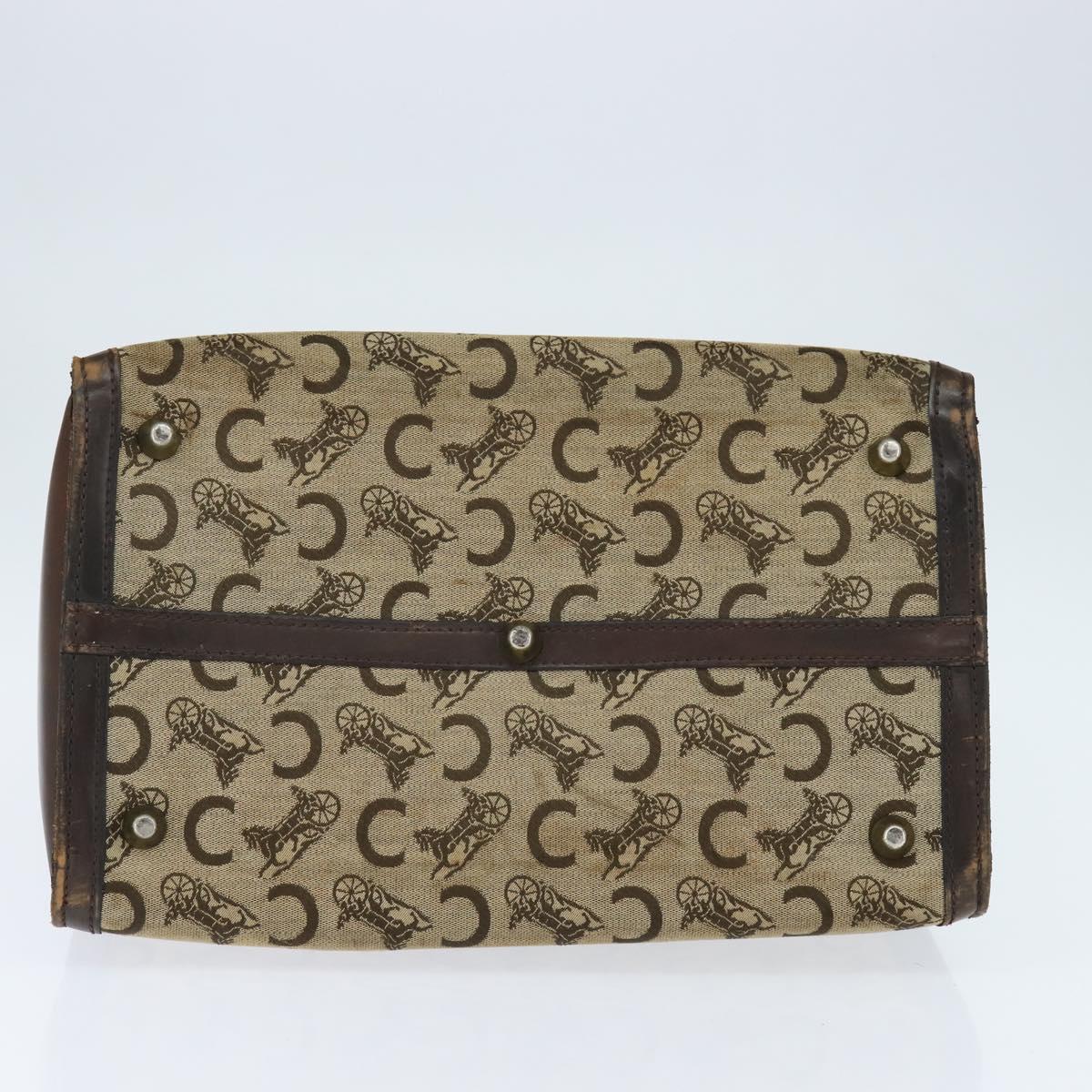 CELINE C Sulky Doctor Bag Canvas Brown Gold Auth 147045